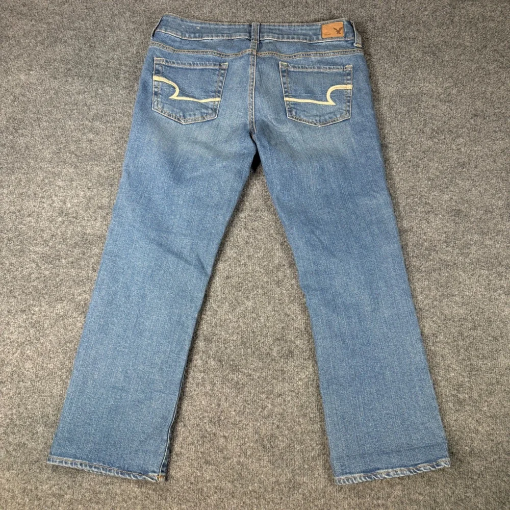 American Eagle Artist Crop Stretch Jeans 10 Medium Wash Mid Rise Cropped Womens